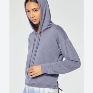 WILDFOX Hooded Pullover Drawstring Waist Open Back Gray Blue Size Medium New